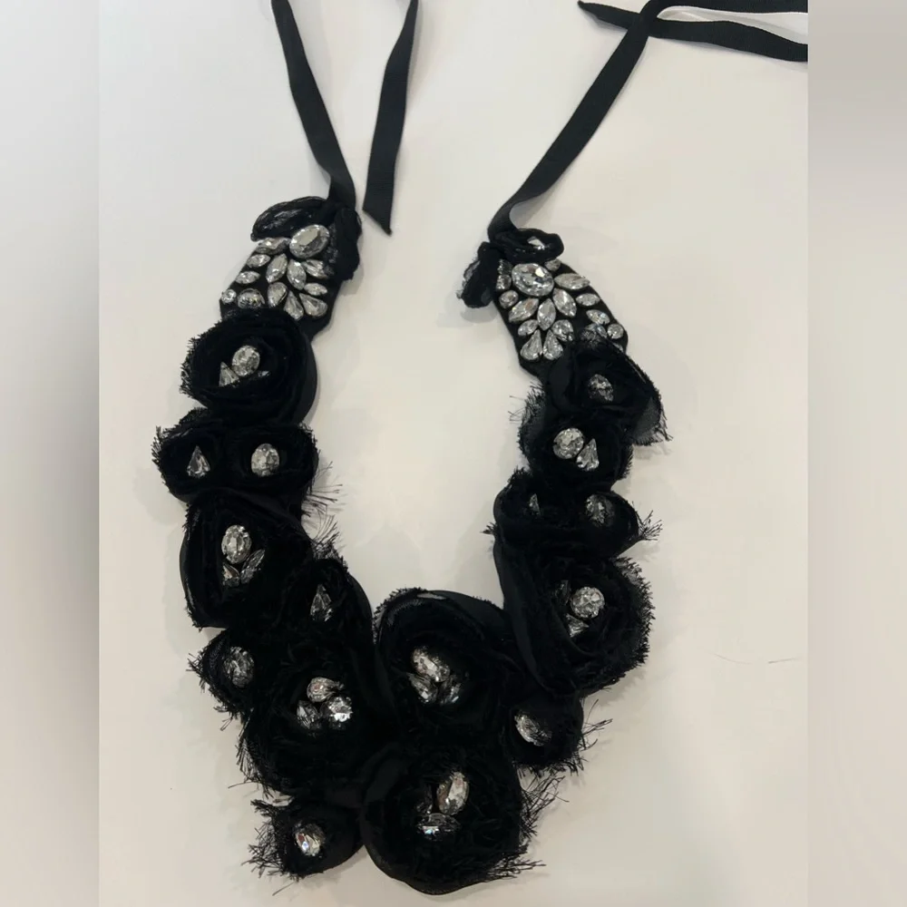 Intermix Black and Rhinestone Necklace